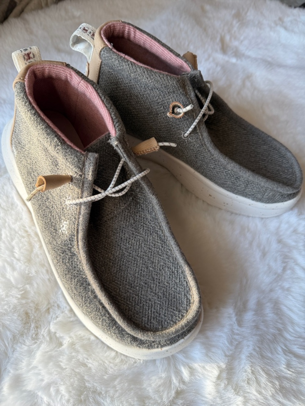 Hey Dude Gray Chukka Boots with Pink Lining